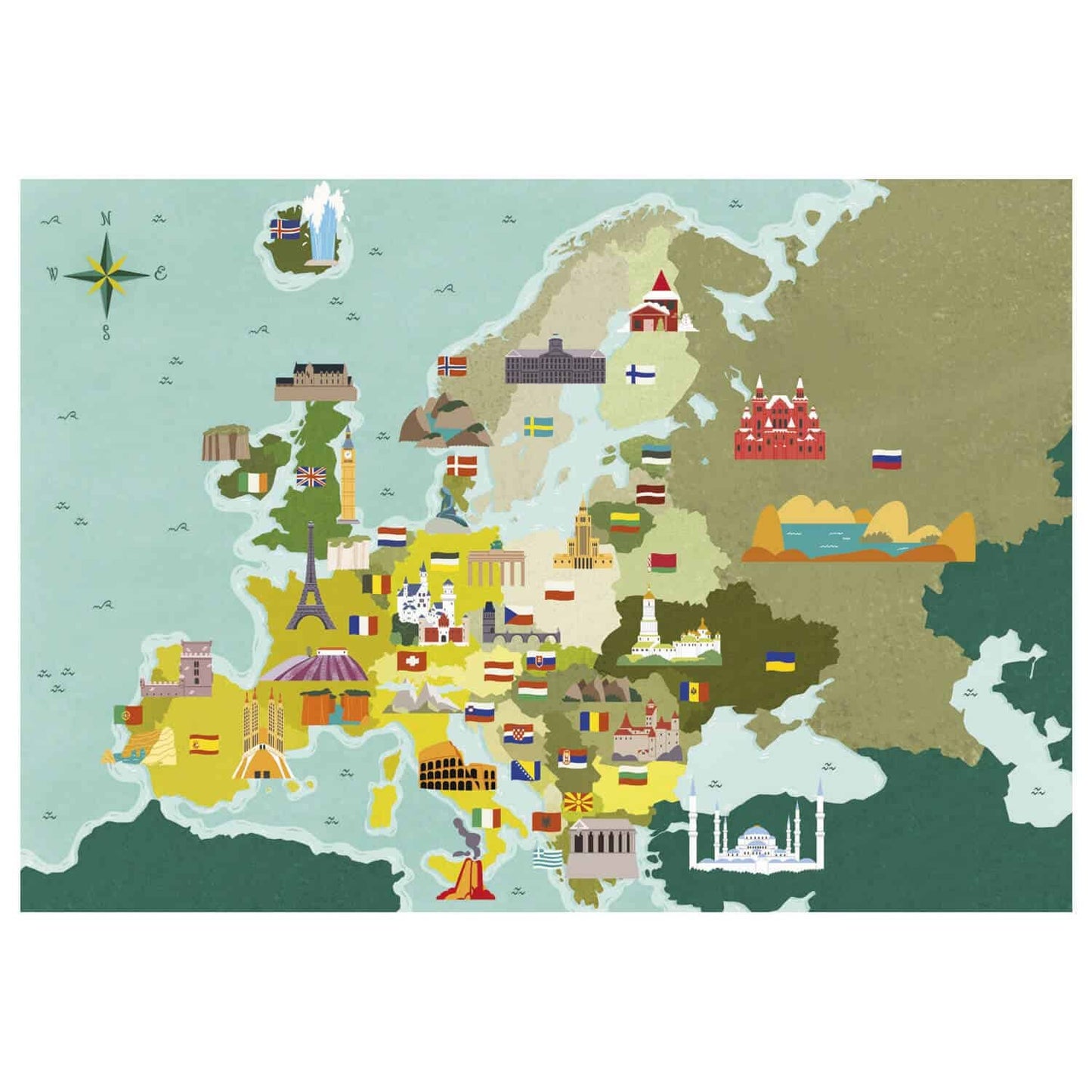 Wereldkaart Puzzel Bezienswaardigheden 250st.